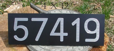 Custom engraved house number, black anodized alum