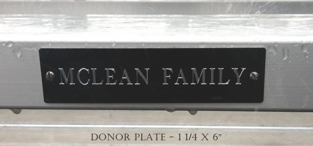 Donor plate for bleachers,  black anodized alum, screw mount