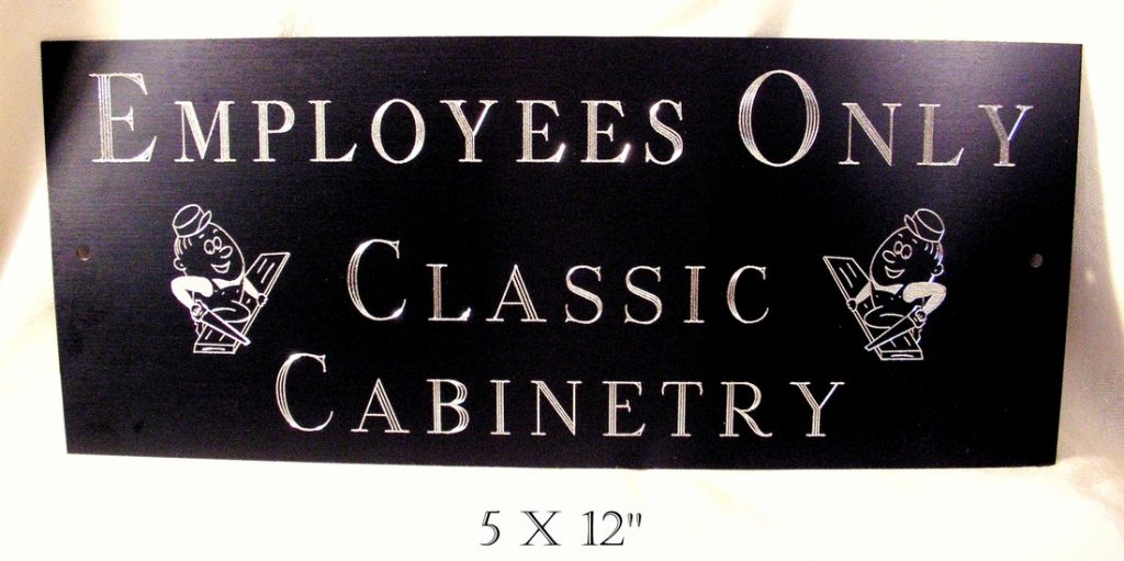 Custom engraved business sign, Black anodized alum