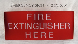 Custom engraved commercial fire extinguisher sign, red anodized alum