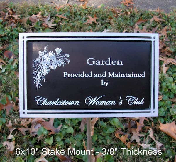 Women's club plaque, 6x10", stake mount, Black plaque trim & insert