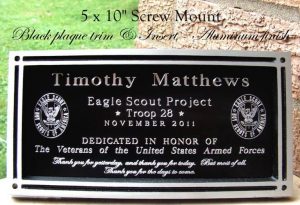 Eagle Scout project plaques, Cast alum - Screw/Stake/Post/Pole mount